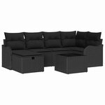 vidaXL Ensemble de canapé de jardin 7 Pièces Noir 232.5 x 122.5 x 85 cm