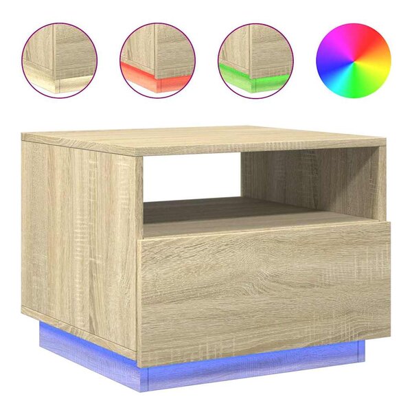 vidaXL Table basse avec lumières LED chêne sonoma 50x49x40 cm