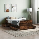 vidaXL Cadre de lit tête de lit et pied de lit chêne fumé 75x190 cm