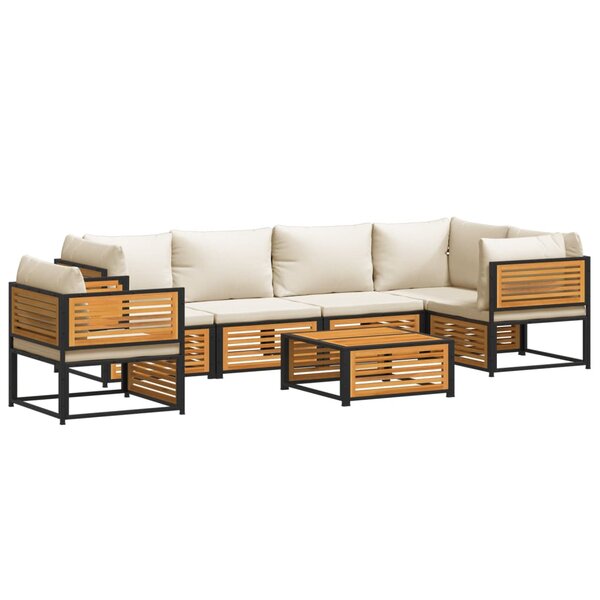 vidaXL Salon de jardin avec coussins 7 Pièces bois massif d'acacia