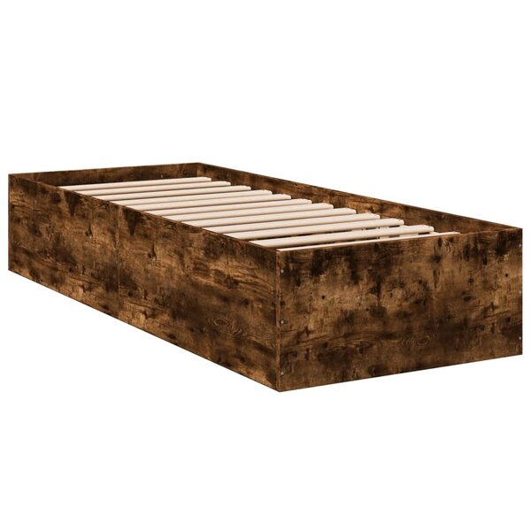 vidaXL Cadre de lit chêne fumé 100x200 cm bois d'ingénierie