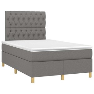 vidaXL Sommier à lattes de lit avec matelas gris foncé 120x190cm tissu