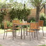 Ensemble de salle à manger de jardin vidaXL 5 pièces en poly rotin gris et acacia