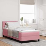 vidaXL Lit au ressort avec matelas et LED Rose 80x200 cm Velours