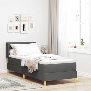 vidaXL Lit à ressorts avec matelas Gris foncé 200 x 80 cm tissu