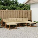 vidaXL Ensemble de canapés d'extérieur 6 pc Naturel et Beige