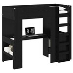 vidaXL Cadre de lit superposé avec bureau Chêne noir 90 x 190 cm