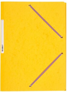 Chemise Carte Lustée 24 x 32 cm à rabats avec élastique et étiquette de dos Jaune COUTAL