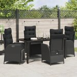 vidaXL Ensemble de salle à manger de jardin de 5 pièces en rattan poly noir