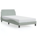 vidaXL Cadre de lit Dover gris clair 100x200 cm velours