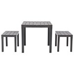 vidaXL Table de jardin avec 2 bancs Plastique Marron