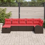 vidaXL Ensemble de canapé de jardin 7 Pièces Marron polyrotin