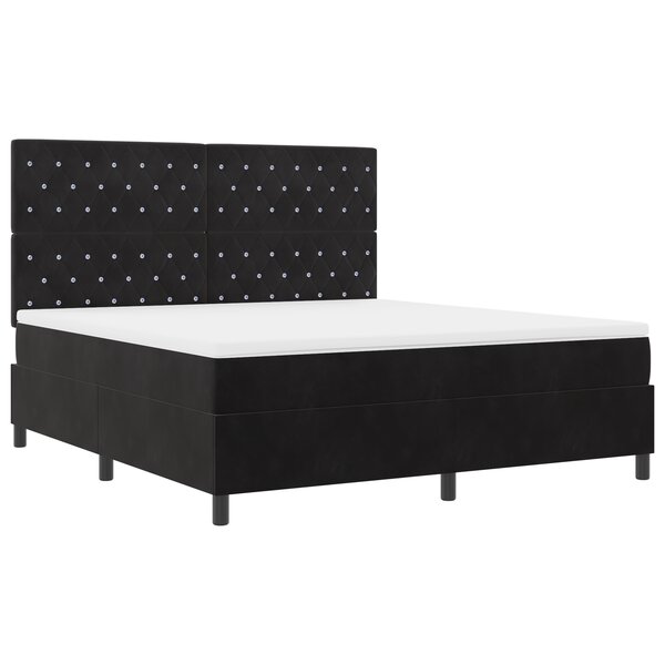 Lit à ressorts vidaXL avec matelas et LED Noir 180x200 cm Velours