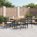vidaXL Ensemble à manger de jardin coussins 7Pièces Noir Résine tressée
