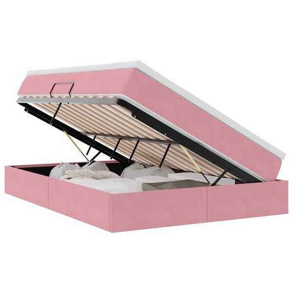 vidaXL Lit avec rangement et matelas Rose 140 x 190 cm Velours