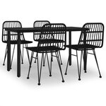 vidaXL Ensemble à manger de jardin 5 Pièces Noir Résine tressée