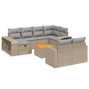 vidaXL Salon de jardin 11 Pièces avec coussins beige résine tressée