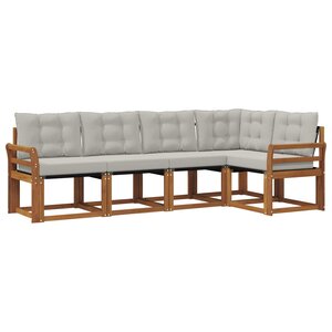 vidaXL Ensemble de canapés d'extérieur 5 pc Gris Naturel et Clair