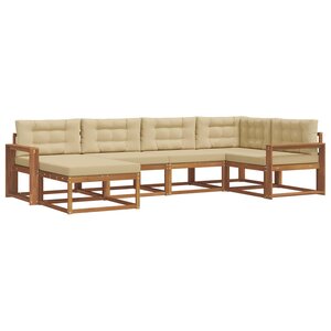 vidaXL Ensemble de canapés d'extérieur 6 pc Naturel et Beige