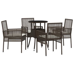 vidaXL Ensemble de salle à manger de jardin de 5 pièces Marron Poly Rattan