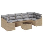 vidaXL Ensemble de Canapés de Jardin de 8 pièces avec Coussins Beige Rattan Poly