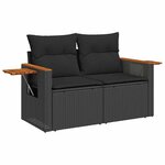 vidaXL Salon de jardin 7 Pièces avec coussins noir résine tressée