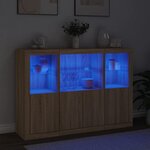 vidaXL Buffets avec lumières LED 3 Pièces chêne sonoma bois d'ingénierie