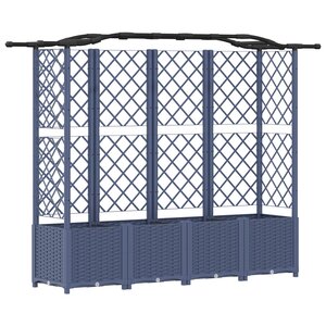 vidaXL Lit Élevé avec Treillis et Toit Gris 204 x 40 x 138 cm PP