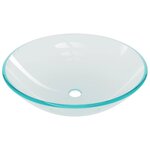 vidaXL Lavabo de bain avec robinet et drain à poussoir Verre trempé