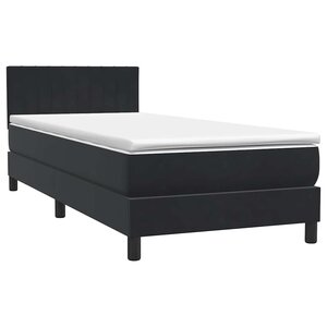 vidaXL Sommier à lattes de lit avec matelas noir 90x210 cm velours
