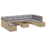vidaXL Ensemble de Canapé de Jardin 11 Pièces avec Coussins en Rattan Poly Noir