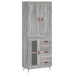 vidaXL Buffet haut Sonoma gris 69 5x34x180 cm Bois d'ingénierie