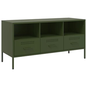 vidaXL Meuble TV vert olive 100 5x39x50 5 cm acier