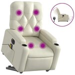 vidaXL Fauteuil inclinable de massage électrique crème similicuir