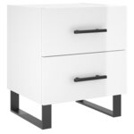 vidaXL Tables de chevet 2 Pièces blanc brillant 40x35x47 5 cm