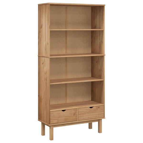 vidaXL Bibliothèque OTTA avec 2 tiroirs Marron Bois massif pin