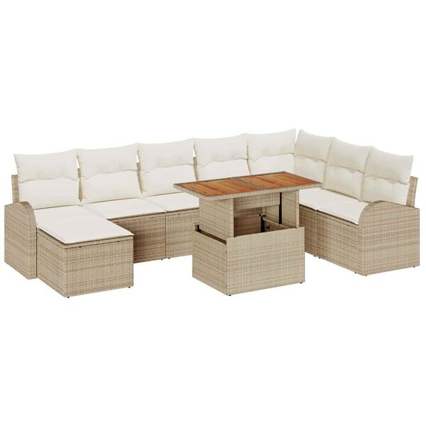 vidaXL Ensemble de canapé de jardin avec coussin 9 Pièces beige et crème