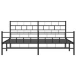 vidaXL Cadre de lit métal sans matelas avec pied de lit noir 180x200cm