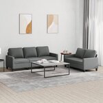 vidaXL Ensemble de canapés 2 Pièces avec coussins Gris foncé Tissu