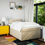 vidaXL Sommier à lattes de lit avec matelas Crème 120x200 cm Tissu