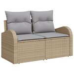 Ensemble de canapé de jardin 14 pièces coussins beige poly rotin acacia