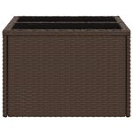 vidaXL Table de jardin dessus en verre brun 55x55x37 cm résine tressée