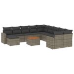 vidaXL Salon de jardin avec coussins 12 Pièces gris résine tressée