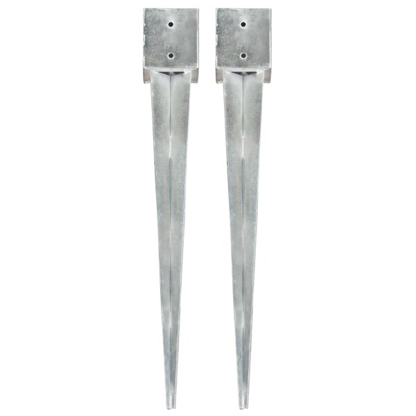 vidaXL Piquets au sol 2 Pièces Argenté 12x12x89 cm Acier galvanisé