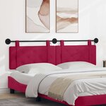 vidaXL Tête de lit suspendue Avec lumière LED Bordeaux Velours