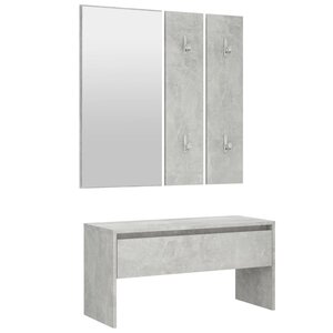 Ensemble de meubles de couloir gris béton bois d'ingénierie 02_0010925