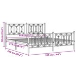 vidaXL Cadre de lit métal sans matelas et pied de lit blanc 183x213 cm