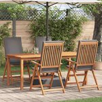 vidaXL Chaises de jardin pliables avec coussins  4 Pièces en bois de teck solide