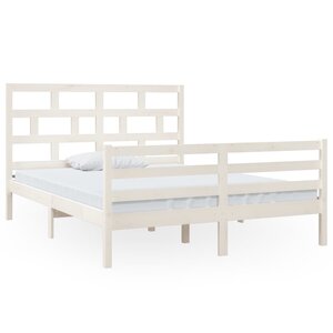 vidaXL Cadre de lit sans matelas blanc bois de pin massif