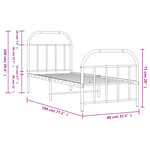 vidaXL Cadre de lit métal sans matelas avec pied de lit blanc 75x190cm
